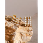 18K PVD Charm Rustfrit Stål Tredobbelt C-formet hvid fuld Zirconia øreringe Smykker Kvinder Mode Attraktivt rustfast tilbehør