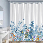 Blue Leaves Shower Curtain Watercolour Plant Eucalyptus Leaf Modern Simple Home Bathroom Decor Fabric Bath Curtains With Hooks