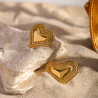Rustfrit stål Minimalistisk C form konvekse kærlighedshjerte øreringe 18k forgyldte Anti-allergisk Stilfuldt frit temperament Bijoux smykker