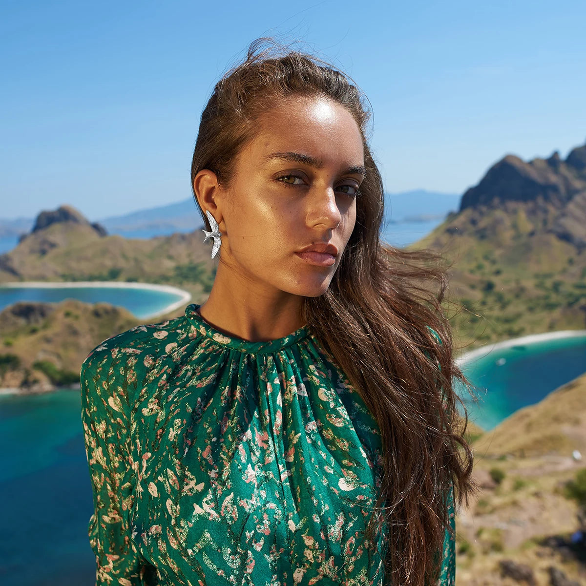 Stålfarve rustfrit stål Vintage stereoskopiske fugleformede øreringe til kvinder Vandtæt mode charmesmykkefest