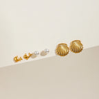 3 par pr. kort rustfrit stål delfinperleribbede skaløreringe 18K rustfrit stål højkvalitets damesmykker Bijoux