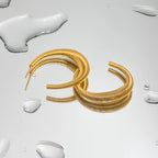 Stainless Steel Moon C-shaped Spring Earrings Tarnish-proof Low-Key Luxury 18K Gold Plated Vintage Women Ear Jewelry