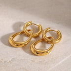 Minimalista Pendiente Circular Hueco Irregular Liso de Acero Inoxidable Chapado en Oro de 18k Joyería de Encanto Moderna para Mujer