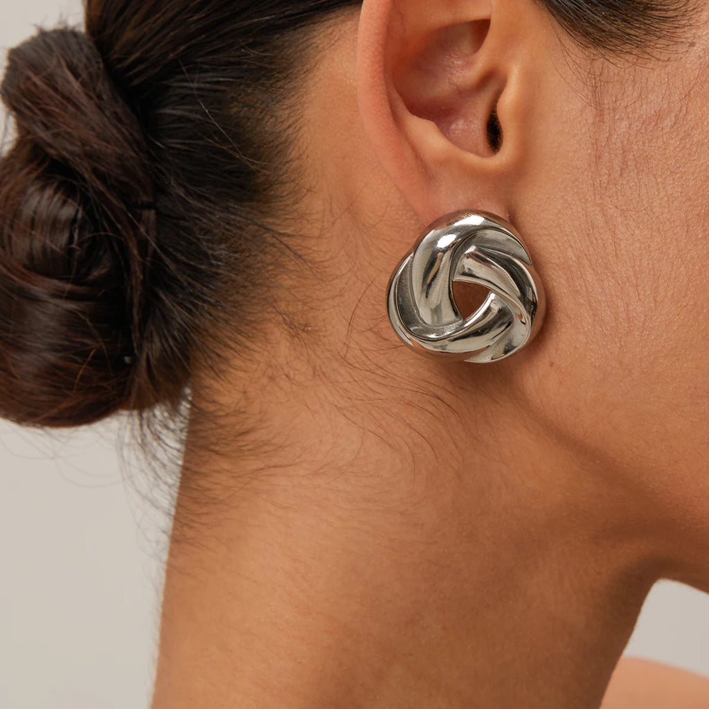 18K Gold Plated Creative Stainless Steel Vintage Woven Earrings Unique Personality Charm Fashion Jewelry Women