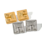 Rustfrit stål 18K PVD-belagt firkantede teksturerede børstede øreringe Chunky Lyse Glat Rustfast Charm Øresmykker Gallagave