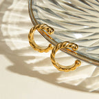 18k forgyldt rustfrit stål Delikat Glat Tykt Sejlgarnformet Runde Øreclips Kvinder Charmerende Vandtæt Statement Smykker