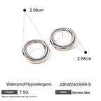 18k forgyldt rustfrit stål runde hule glatte øreringe Metaltekstur Personlig anti-allergisk charme Chic smykkegave