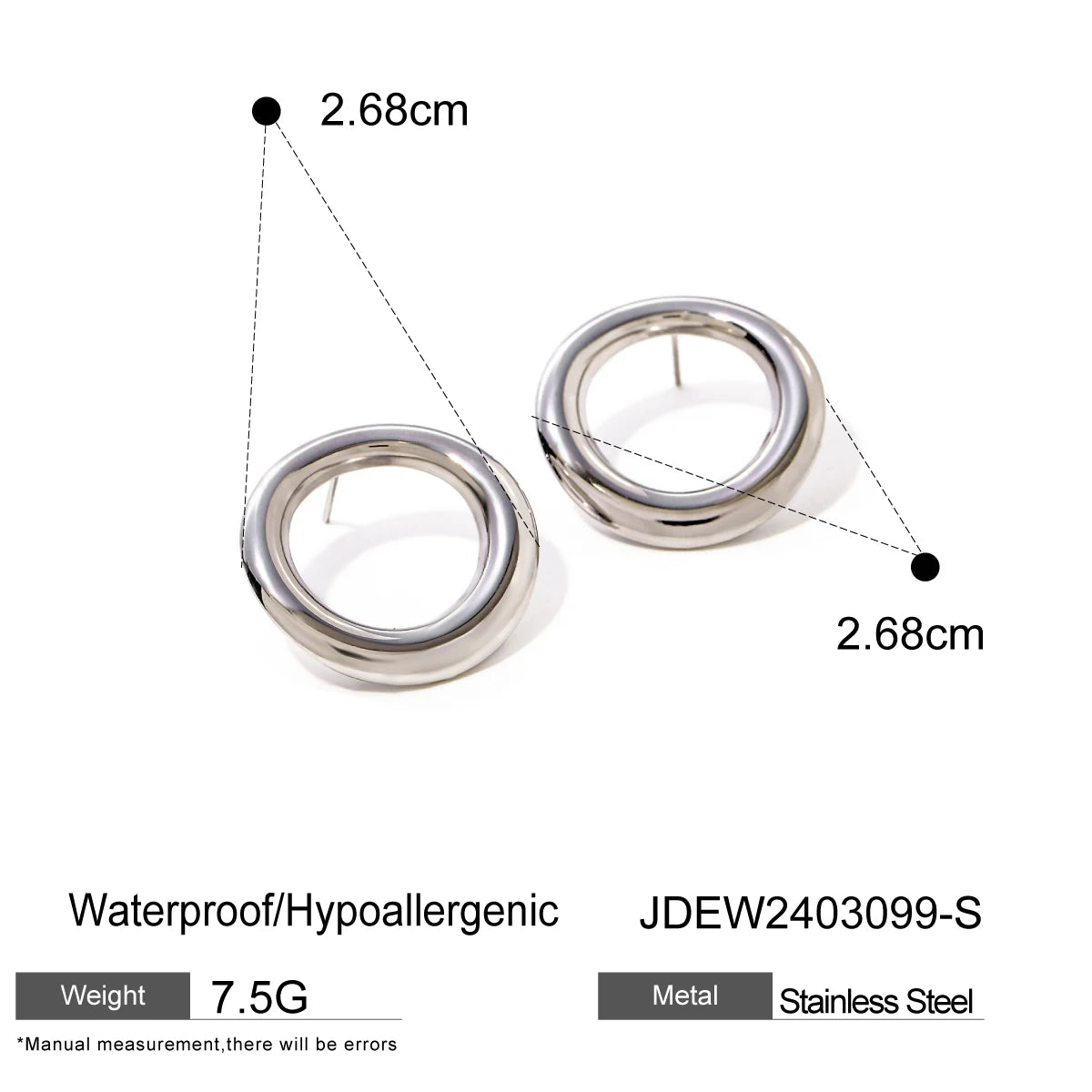 18k forgyldt rustfrit stål runde hule glatte øreringe Metaltekstur Personlig anti-allergisk charme Chic smykkegave