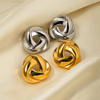 18K Gold Plated Creative Stainless Steel Vintage Woven Earrings Unique Personality Charm Fashion Jewelry Women