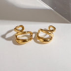 Et par tre-lags udhulet high-end øreclips 18K PVD belagt kvinder Anti-allergisk metal charme Daglig smykker gallagave