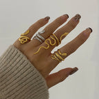 Creativity 18K Gold Plated Stainless Steel Serpentine Snake Shaped Series Open Ring Women Anti Allergic Charm Daily Jewelry