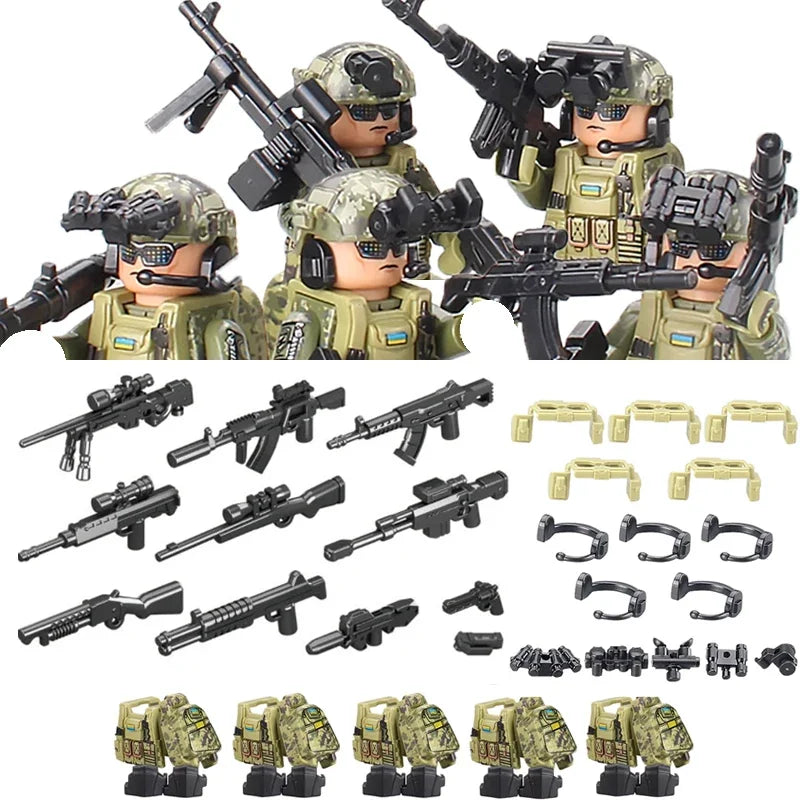 Military Special Forces MOC Building Block German KSK Special Forces Soldier Figure SWAT Army Gun Weapon Vest Backpack Brick Toy