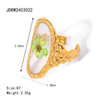 Literary Retro Eternity Flower Design 18K Gold Plated Jewelry Adjustable Stainless Steel Waterproof Ring For Ladies Jewelry Gift