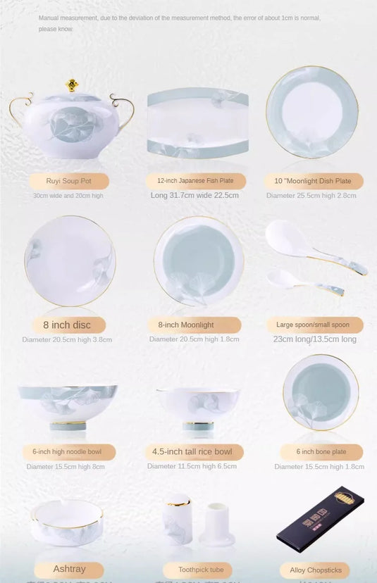 60 stykker Bone China-stel med farverig glasur Elegante skåle og tallerkener til hjemmet Keramiske skåle og tallerkener