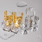 Trendy 18K Stainless Steel Gold Plated Wide Hammer Grain Hoop Earrings Tarnish Free Temperament Charm Jewelry aretes de mujer