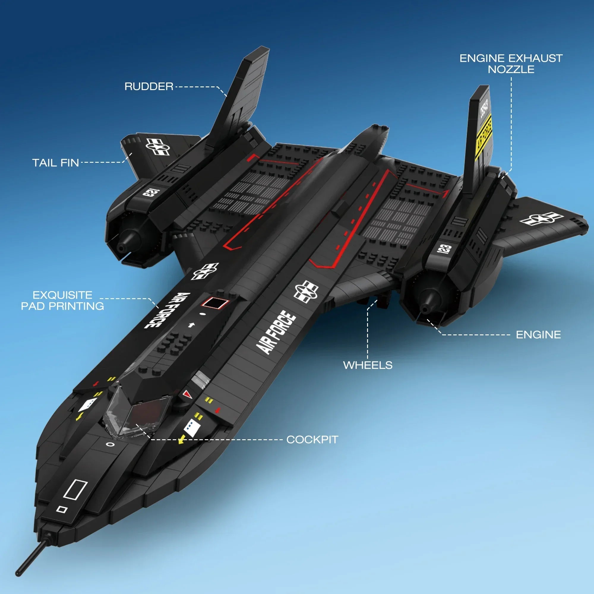 1775PCS SR-71 Blackbird Fighter Building Blocks Air Force Reconnaissance Aircraft Plane Model Bricks Collection Display Kids Toy