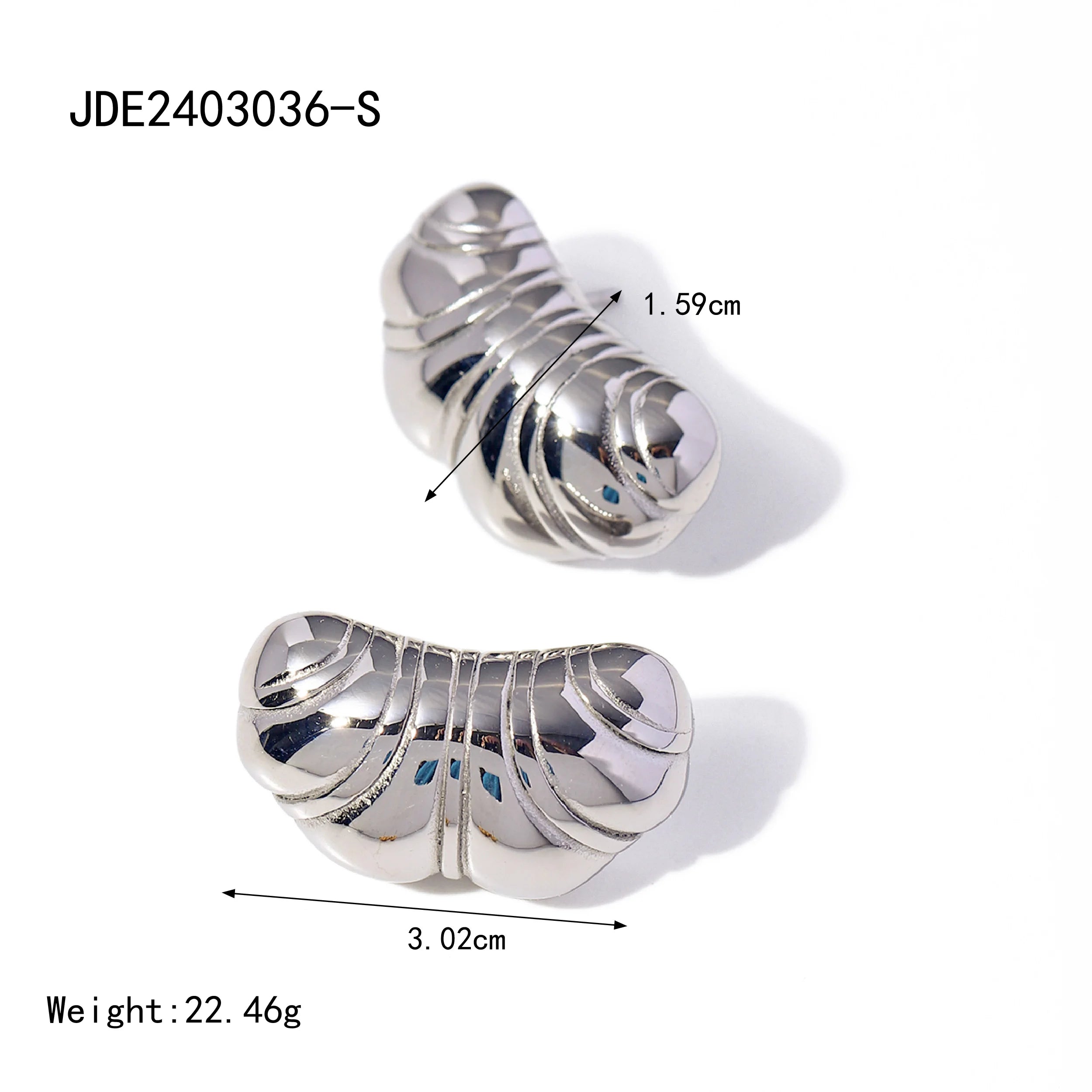 18k Plated Anti Allergic Stainless Steel Chubby Croissant Texture Earrings Stylish PVD Free Temperament Charm Jewelry Women - Grand Goldman