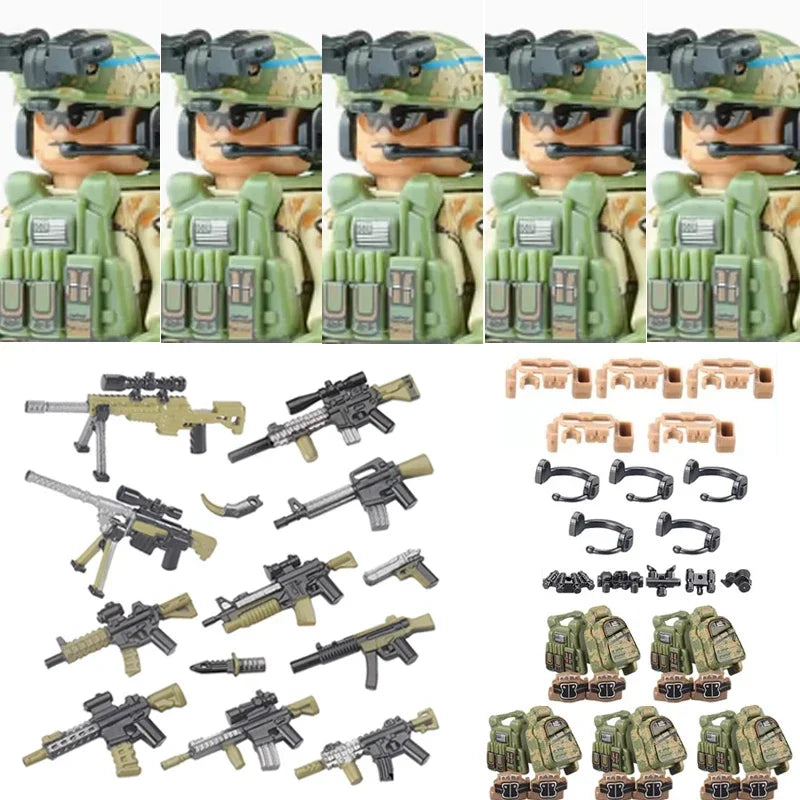 Military Special Forces MOC Building Block German KSK Special Forces Soldier Figure SWAT Army Gun Weapon Vest Backpack Brick Toy