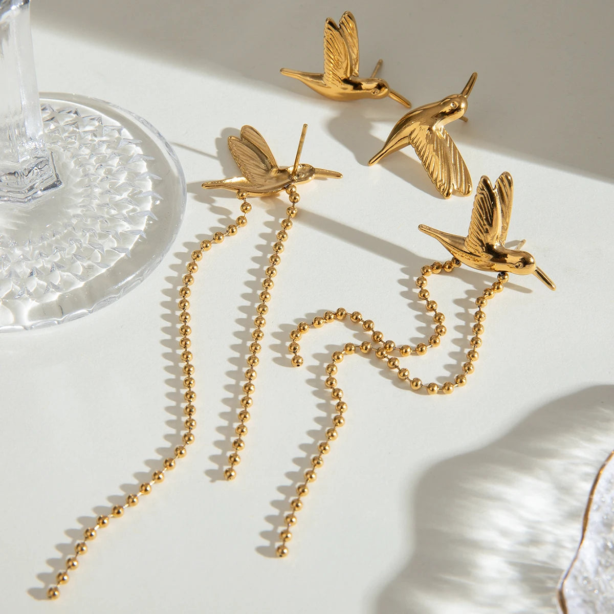 Orecchini Minimalisti con Nappa a Colomba della Pace Liscia in Acciaio Inossidabile 18K per Donna, Antiruggine, Gioielli alla Moda, Bijoux, Regalo per Gala