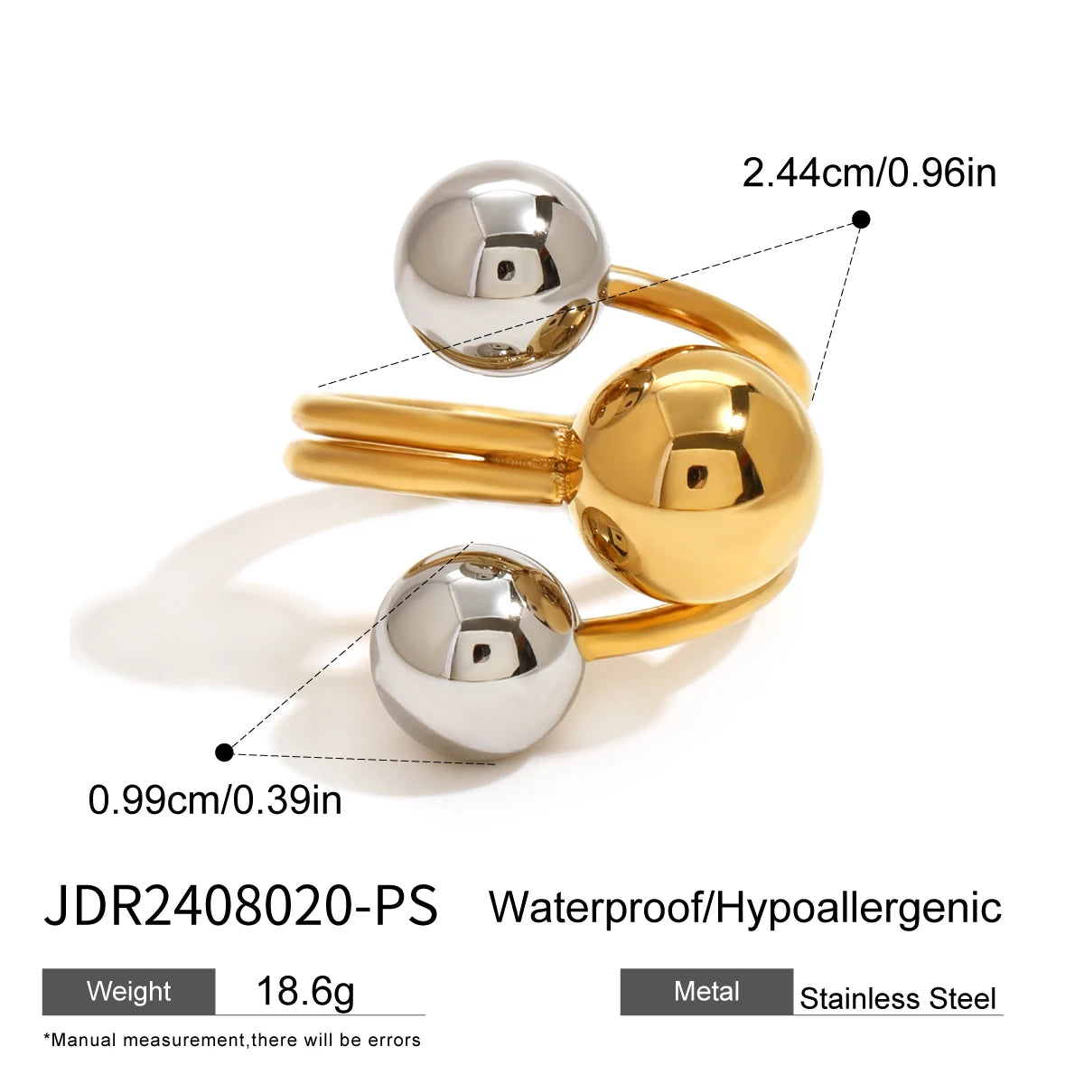 Minimalistische 18k vergoldete glatte Stahlkugel-Serie Ringohrringe aus Edelstahl für Damen, rostfrei, exquisite Schmuck Bijoux