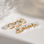 Leichter Luxus 18k vergoldeter Edelstahl französischer Stil Imitation Perle ineinandergreifende Ohrringe für Frauen Allergieprävention Schmuck