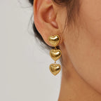 Brincos Clássicos de Coração Pingente para Mulheres Design Tríplice Amor Brincos Pendentes Brincos de Aço Inoxidável Presente de Joalheria Pendientes