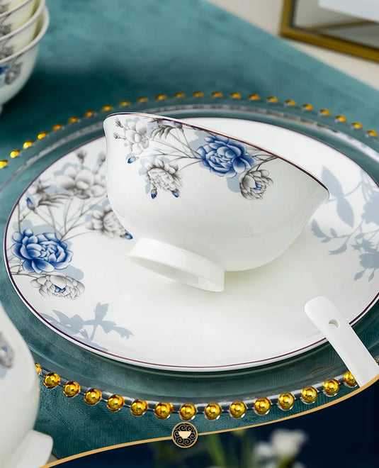 Jingdezhen Household Ceramic Bowls, Tableware Set, Bowls, Dishes, Chinese Bone Porcelain Tableware