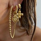 Anløbssikker 18K forgyldt rustfrit stål Gevinddesign Minimalistisk Cross Pendant Øreringe Til Damer Øre Designer smykker