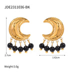 New Stainless Steel Moon Shaped Pendant Crystal Earring/Necklace/Bracelet Metal 18K PVD Plated Attractive Jewelry Gala Gift - Grand Goldman