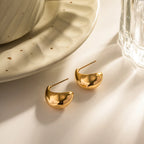 18k forgyldt minimalistisk lys Hyggelig lille bønne hule geometriske øreringe rustfrit stål kvinder rustbeskyttet erklæring smykker