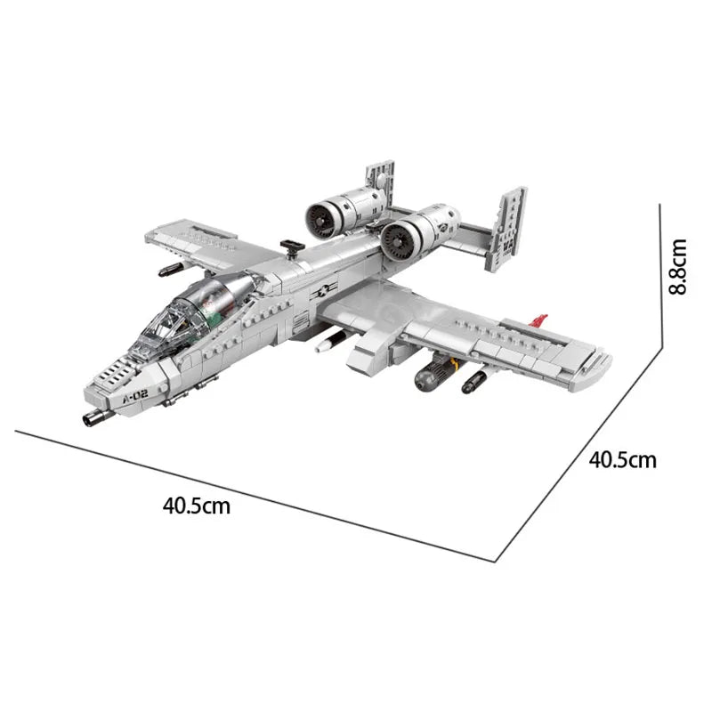 961PCS WW2 A10 Warthog Plane Fighter Jet Building Blocks Set Air Force Airplane Model Kits Bricks Toy Gifts for Teens and Adults