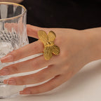 Exaggerated Stainless Steel Butterfly Open Ring For Women Vintage Creative Butterfly Adjustable Jewelry Gift Femme Bijoux - Grand Goldman