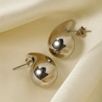 Gladde waterdruppel oorstekers waterdicht voor vrouwen roestvrij staal 18K goud verguld verkleuringbestendig textuur charme sieraden femme