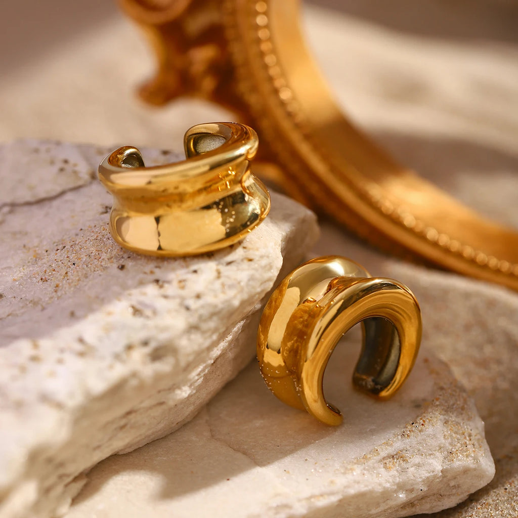 Roestvrijstalen minimalistische C-vormige maanboog oorclip 18k verguld anti-allergisch stijlvolle vrije temperament charme bijoux sieraden