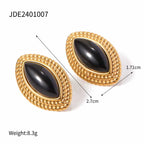 18k Gold Plated Stylish Geometric Minimalist Red Agate Horse-eye EarringsStainless Steel Women Anti Allergenic Jewelry