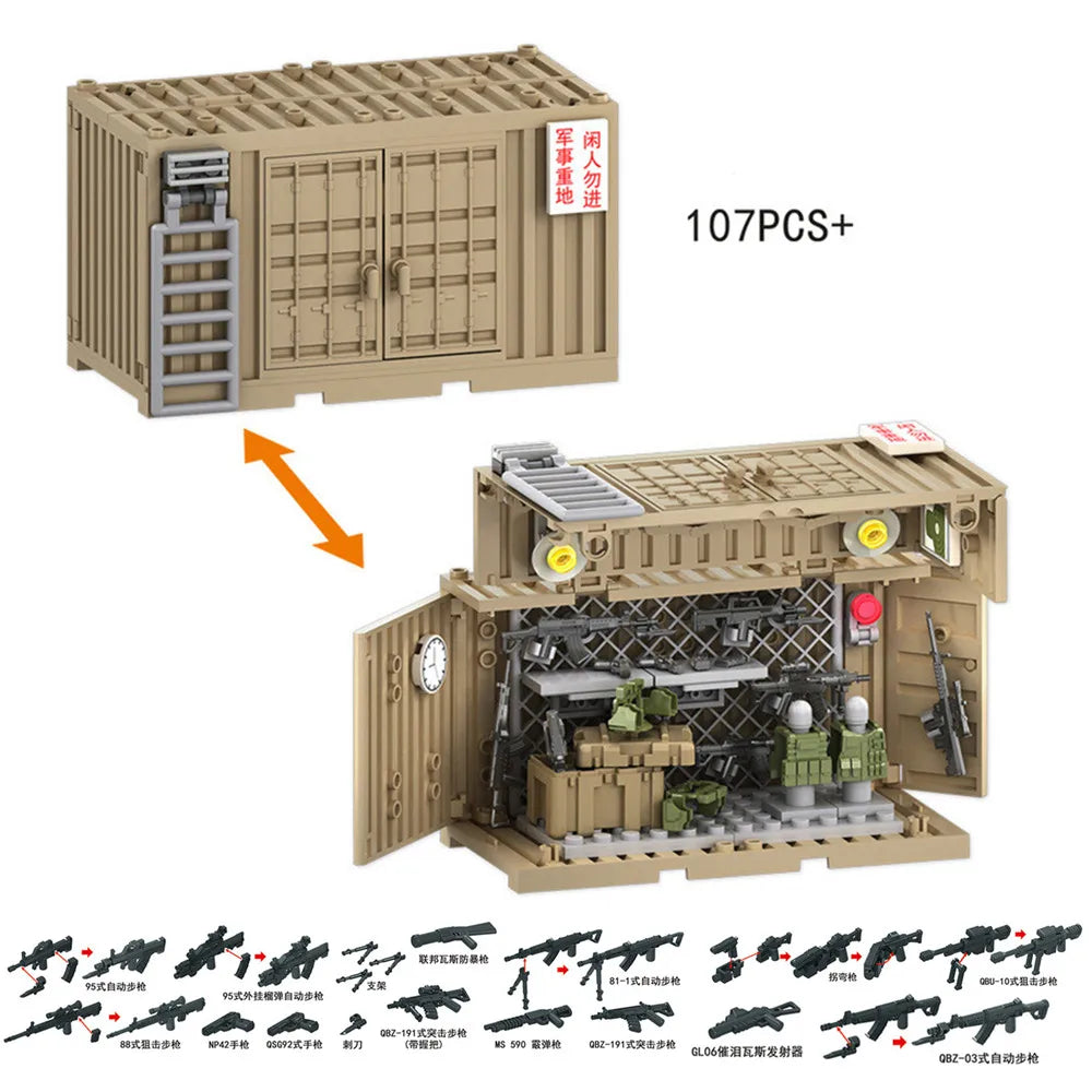 World War 2 WW2 Army Military Soldiers SWAT Police Container Weapon Cannon Base Model Building Blocks Bricks Children's Toys