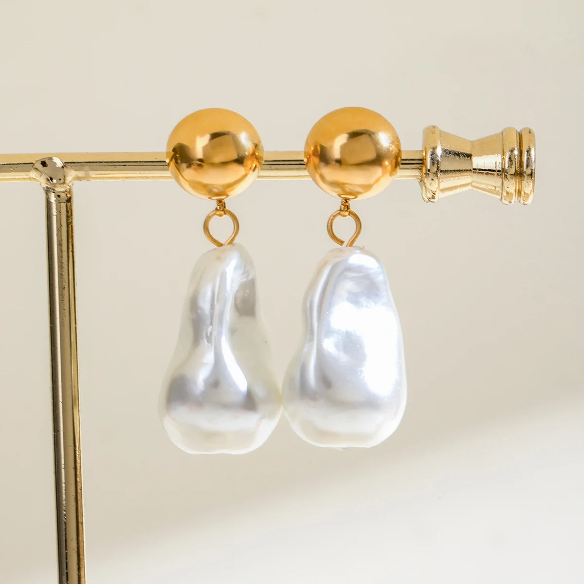 Minimalistische 18k vergoldete Vintage Barock Glas Perlen Ohrringe aus Edelstahl für Damen, rostfrei, exquisite Schmuck Bijoux