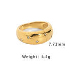 Luxuriöse Croissants Doppelreihe Rechteck Glänzender Kristall Fingerschmuck Trendige 18K Gold Edelstahl Zirkonringe für Frauen