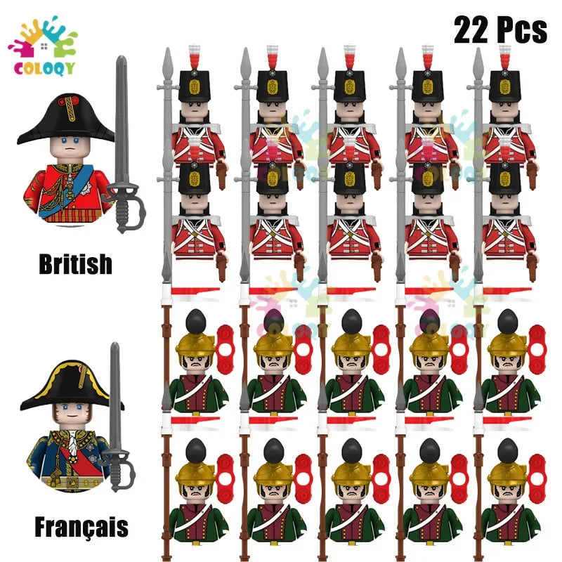 Kids Toys 22/10 Pcs Napoleonic Wars Military General Soldier Building Blocks Imperial Navy Figures Toys For Kids Birthday Gifts