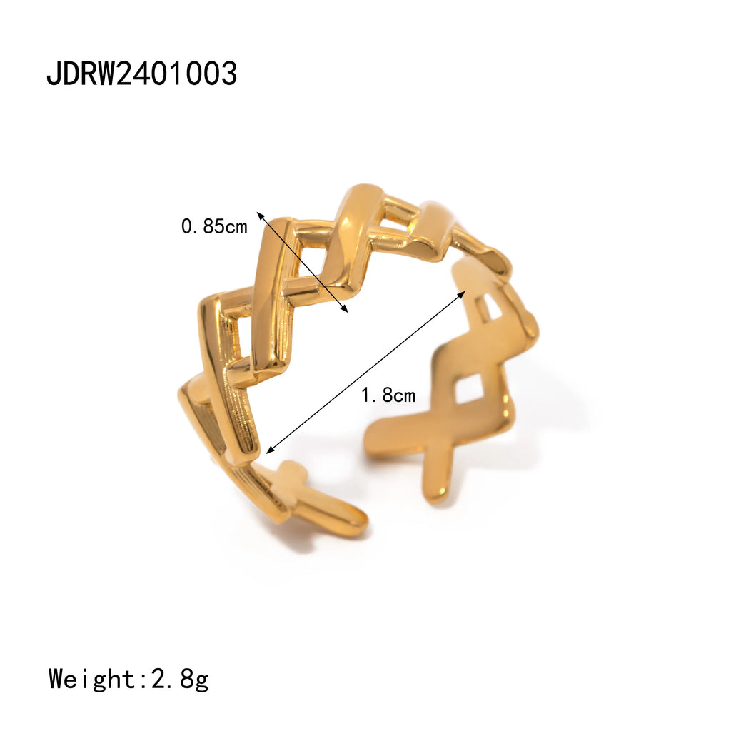18k vergoldeter, rostfreier, geometrischer Edelstahl-Rhombus-Öffnungs-verstellbarer Ring-Anhänger, Statement, antiallergischer Schmuck