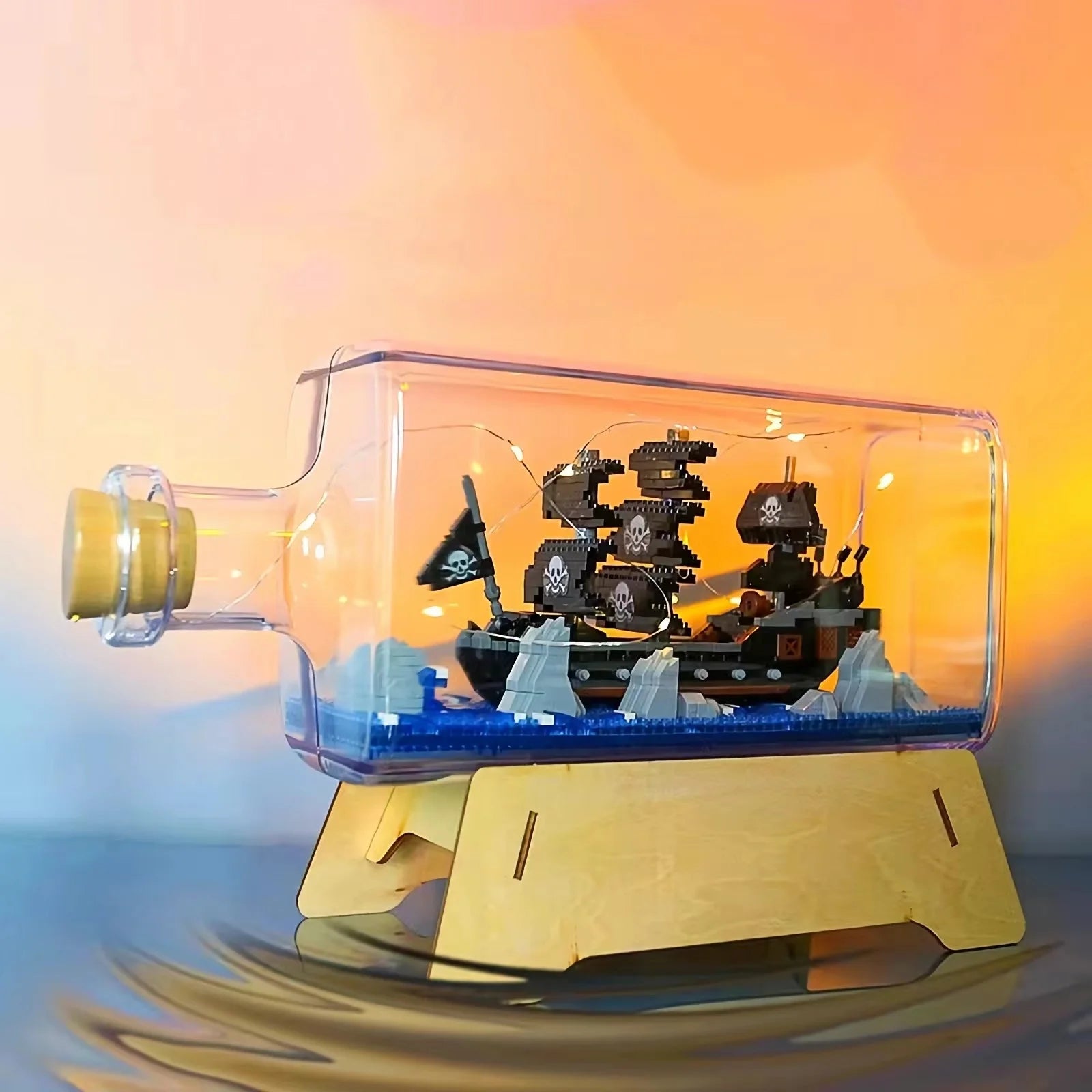 Bottle Ship Retro Vessels Model Assembly Building Blocks Sailing Boats Corsair Titanic Miniature Brick Home Decoration Kids toys