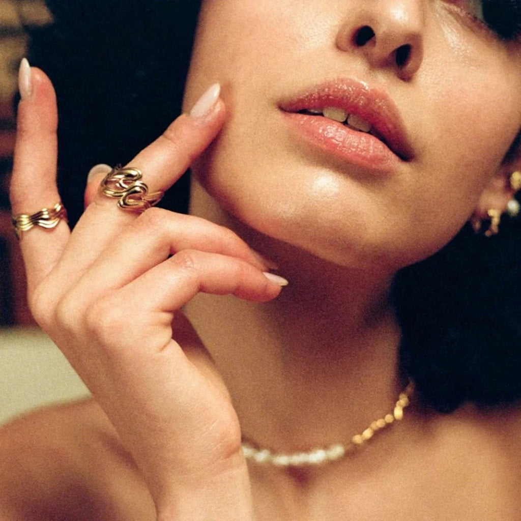 18K vergoldeter Edelstahl-Doppelgewinde-Öffnungsring, antiallergisch, metallfrei, temperamentvoller Schmuck, tägliches Geschenk für Frauen