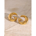 18K PVD Minimalistisk Rustfrit Rustfrit Stål Runde Blanke Big G Letter Blanke Øreringe Anti-allergiske Damer Vandtætte smykker