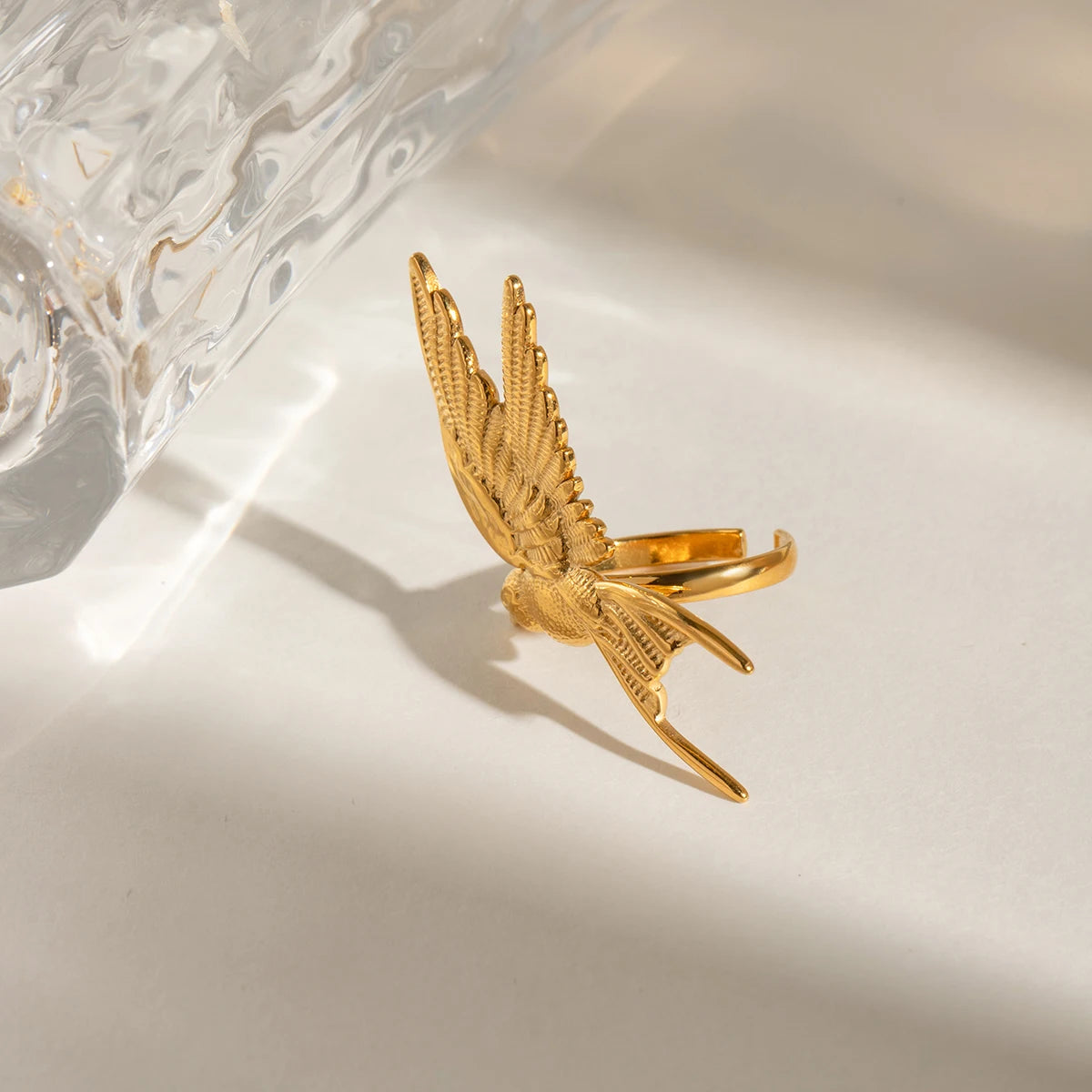 18K glad vredesduif verstelbare open ring dames trendy roestvrijstalen bedel anti allergisch roestvrij sieraden gala cadeau