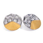 18k Gold Plated Vintage Threaded Concave Convex Irregular Earrings Stainless Steel Women Exquisite Jewelry Bijoux Femme