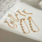 18K PVD-beschichteter Edelstahl Minimalistische Quaste Puder Guss Runde Zirkon Ohrringe Wasserdicht Hochwertiger Damenschmuck