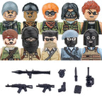 City Accessories MOC Villain Gangster Figures Building Block Modern Soldier Mask Helmet Guns Bazooka Military Weapon Bricks Toys