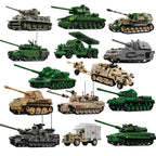Military WW2 MOC Army Main Battle Tank Armored Vehicle Fighter Soldiers Figures Building Blocks Bricks Set For Children Toys