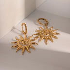 Stainless Steel Geometric Fashion Spiral Sunflower Pendant Necklace/Earrings 18K Gold Plated Prevent Allergy Statement Jewelry - Grand Goldman