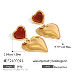Pendientes colgantes de amor con aceite rojo goteante, chapados en oro de 18K, para mujer, acero inoxidable, antialérgicos, joyería de moda, regalo para gala